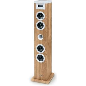 Thomson Tour haut-parleur - THOMSON - Blanc/Bois - Bluetooth/CD/USB/SD, 60W, Radio FM, Télécommande, Alim. 230V