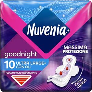 Nuvenia - Assorbente Ultra Notte con Ali - Superficie Traspirante e Assorbenza Rapida - Confezione da 10 Assorbenti