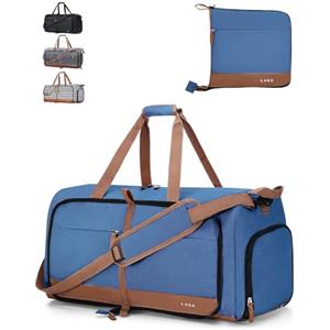 Lekesky Borsone da Viaggio Borsone Palestra Donna Uomo 80L, Borsa da Viaggio Weekend Pieghevole con Scomparto Scarpe, Leggero Impermeabile Borse Bagaglio a Mano per Sportiva Ospedale, Blu Scuro