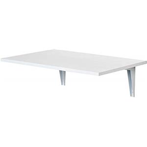 HOMCOM Tavolino a Muro Pieghevole Salvaspazio in MDF e Telaio in Metallo, per Cucina Salotto, Bianco, 60x40x20cm