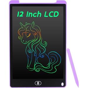 Coolzon Tavoletta Grafica LCD Scrittura Colorato 12 Pollice, Elettronica Lavagna Cancellabile da Disegno con Penna, Portatile Lavagnetta per Bambini Digitale Ewriter con Pulsante Elimina, Viola Scuro