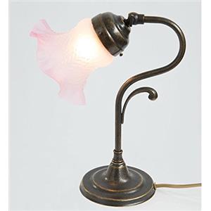 arterameferro Lampada da tavolo abat-Jour in ottone brunito con vetro sfumato rosa