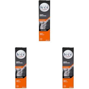 Veet Men, Crema Depilatoria Uomo, Pelli Normali 200 ml (Confezione da 3)