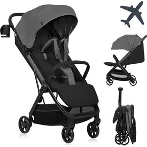 LIONELO Julie Air Passeggino Fino a 22 kg da 6 m a 4 anni Per Aereo Ruote Girevoli 360° Sospensione Pieghevole con Una Sola Mano Schienale Regolabile Tettuccio UPF50+, Leggero