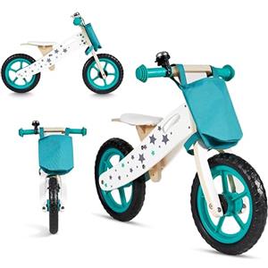 Buddy Baby Bicicletta Montessori senza pedali, leggera e con sedile regolabile, campanello, bicicletta a 2 ruote, moto bambino (bianco/verde)