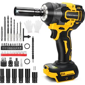 ConBlom Avvitatore a percussione a batteria compatibile con batteria Dewalt 20 V, brushless coppia alta 700 Nm, cacciavite da 1/2, chiave inglese con 43 accessori (senza