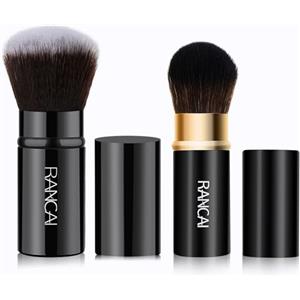 SinChic Pennello Trucco Viso Retraibile,2 PCS Pennello per Blush con Parte Superiore Piatta Pennellino Cipria Portatile Portatile Make Up Pennelli da Trucco per Blush Cipria Fondotinta