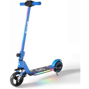 E-Noroyavn Monopattino Elettrico,6.5'' Monopattino Elettrico Bambini dai 6 ai 14 anni,Luci Arcobaleno Colorate, Display LED, Monopattino Elettrico Pieghevole,Autonomia da 5 a 8KM,Monopattino Elettrici (Blu)