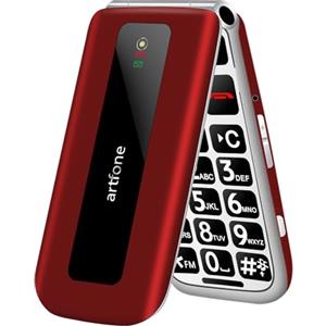 artfone F20 Telefono Cellulare per Anziani, Flip Cellulare Anziani con Tasti Grandi, SOS, Funzione MMS, 2.4 Display, 2G GSM, Supporto SIM Doppio, Radio FM, Torcia, 1300mAh Batteria-Rosso