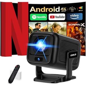 coolid Proiettore Portatile 1080P HD, Mini Proiettore WiFi 6 Bluetooth 5.4 Videoproiettore Focus Elettronico Auto Keystone App Integrata, iOS/Android TV/Chiavetta TV/USB/Laptop