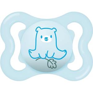 MAM Supreme Ciuccio in Silicone, con Custodia Porta Succhietto, 2-6 Mesi, Azzurro