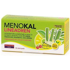 VITAL FACTORS MENOKAL DREN - 10 Stick Drenanti al Gusto Ananas per Controllo del Peso e Metabolismo