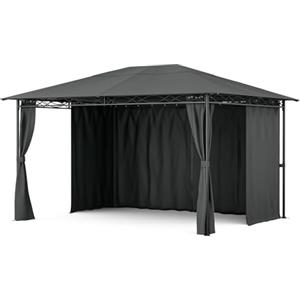 blumfeldt Mondo - Gazebo 3x4, Struttura in Acciaio, con Tende, Resistente alle Intemperie, Gazebo da Giardino, Facile da Montare, Grigio Scuro