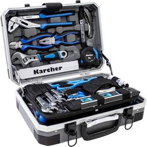 Karcher, cassetta degli attrezzi, set da 114 pezzi con martello, cacciavite, chiavi a bussola, torcia e molto altro ancora, in cromo vanadio e acciaio al carbonio