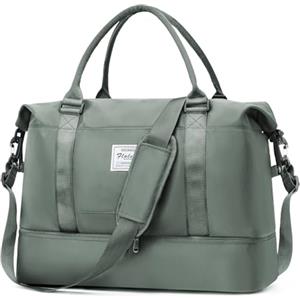 HPLQQ Borsone da Viaggio Donna Bagaglio a Mano Easyjet 45x36x20, Borsa Sportiva Borsone da Palestra con Scomparto per le Scarpe, Borsa da Weekend, Ospedale Parto, Danza,A04-Verde Militare