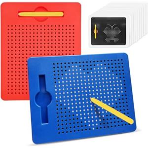 AMFUN 2 Pezzi Tavolo da Disegno Magnetico, Magico Gioco Magnetico, Lavagna Magnetica per Bambini, da Portare con sé, Bambini Giocattolo Educativo per dai 3 Anni in su (Rosso, Blu)