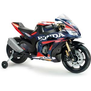 INJUSA - Moto Elettrica Honda Concorso + per Bambini da 3 a 6 Anni, Batteria 12V + con Acceleratore a Pugno, Freno, Luci e Suoni, Connessione MP3, Velocità 6 km/h
