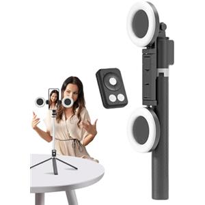 Ziennhu Ring Light con Treppiede | LED Anello Luminoso Regolabile | Asta Selfie con Luce | Treppiede per Selfie Asta con Luce | Supporto Treppiede Telefono Da Viaggio per L'