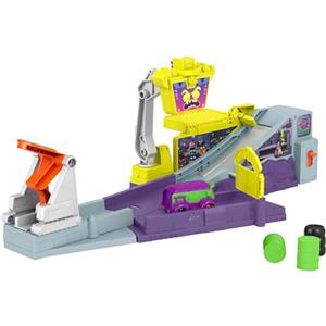 Fisher-Price DC Batwheels - Quartier generale di Lancio della Legion of Zoom, playset con con macchinina, rampa, lanciatore e Furgoncino Prank di Joker, giocattolo per bambini, 3+ anni, HNP07