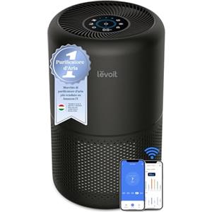 Levoit Purificatore d'Aria Core 300S con Filtro HEPA, CADR 258m³/h, per Ambienti fino a 54㎡, Rimuove il 99,97% di Particelle, Modalità Automatica e Sleep, Sensore di Qualità dell'Aria, 24 dB,Nero
