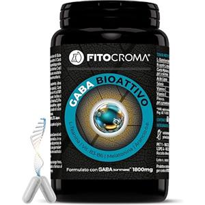 FITOCROMA GABA 1800mg (IONMAG)™, Forma Bioattiva con Vitamina B3 e B6, L Teanina, Ansia - Stress - Insonnia - nervosismo, Gaba integratore, 120 capsule vegan