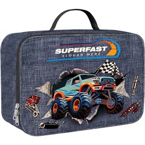 Clastyle Borsa Termica Porta Pranzo Bambini Scuola 3D Borsa Frigo Piccola Ragazzi Portatile,Camion dei Mostri