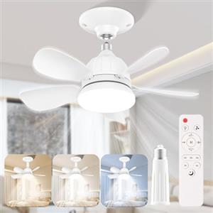 Carastek Ventilatore Lampadario da Soffitto 5 Pale 18'' LED Dimmerabile Ventilatori da Soffitto Silenziosi con Telecomando e Luce, Super Silenziosa, Velocità Luminosità Temperatura Colore Regolabil, Bianco