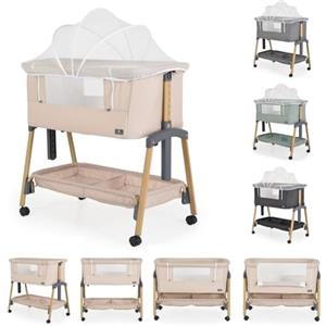 Cangaroo Canguro lettino, culla Adoro, regolabile, materasso, zanzariera, ruote, colorazione:beige