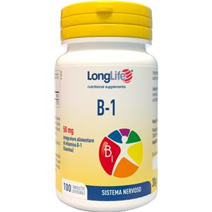 LongLife B-1 - Integratore alimentare di Tiamina (Vitamina B1) - 100 Tavolette Divisibili