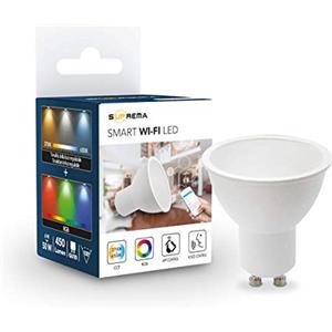 Suprema, Faretto Lampadina Multicolore Led Smart Wi-fi, Dimmerabile, Attacco Lampadina GU10, Compatibile come Faretti Alexa e Google Home