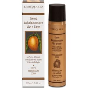 L'Erbolario Crema Autoabbronzante Viso e Corpo con Succo di Mango - 100 ml, Effetto Abbronzatura Dorata