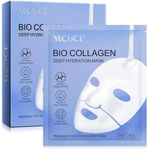 CiAIplw Maschera Viso al Collagene, Idratazione Intensa, Migliora l'elasticità, Anti-invecchiamento e Ringiovanimento, Riduce le Linee Sottili e le Rughe, Minimizzare i Pori, Migliorare l'elasticità, 6 pezzi