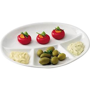 Tognana 28 x 24 cm Partito Ovale fonduta Piatto, Bianco