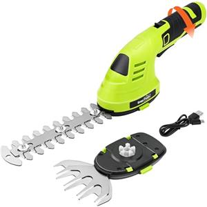 SnapFresh Taglia siepe - Batteria elettrica mini taglierine senza fili con testa rotante, con batteria da 7,2 V, cesoia per intagliasiepi 2 in 1 e caricabatterie, 14 cm (arbusti) / 8 cm (erba)