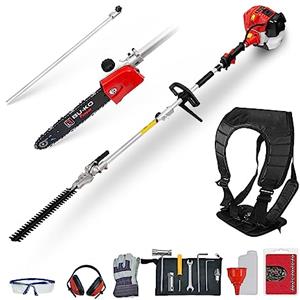 BU-KO 52cc Tagliasiepi a benzina da a lunga portata e sega da potatura con asta di prolunga da 75cm, l'ultimo attrezzo da giardino per tagliare con precisione, tagliare siepi e potare