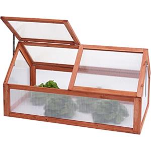 Mendler Mini Serra HWC-J45 Giardino Balcone Coperchio apribile Legno 108x57x54cm Naturale