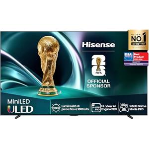 Hisense TV 100 Mini-LED 165Hz 4K 2025 100U7Q, Matte Display, Smart TV VIDAA U9 con 1000+APP, Dolby Vision IQ, HDR 10+ Adaptive, 165Hz Game Mode Ultra, Dolby Atmos 2.1 con Subwoofer, Alexa Built-in