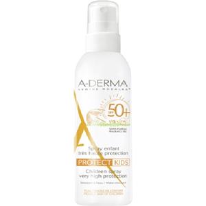 A-DERMA Spray Solare Bambino SPF 50 - Protezione Molto Alta, 200 ml, Senza Profumi, Resistente all'Acqua