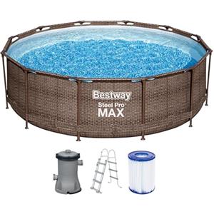 Bestway 56709-3 Set Piscina Fuori Terra Steel Pro MAX Rotonda da 366x100 cm
