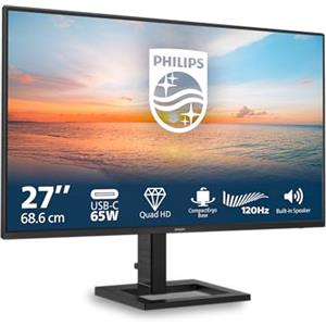 Philips 27E1N1600AE - Monitor QHD da 27 pollici, altoparlante regolabile in altezza (2560x1440, 120Hz, HDMI 1.4, USB-C (65W PD), Hub USB) Nero