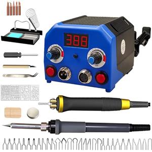 YEZMEK Pirografo per Legno Professionale, Kit Pirografia con 2 Penne, 36 Punte, Controllo Digitale Temperatura 100-700℃, Ideale per Legno, Pelle e Hobby Creativi