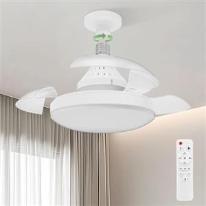 Airwit 41cm Silenzioso Ventilatore da Soffitto con Luce e Pale Retrattili, E27 Dimmerabile 30W Lampada Ventilatore Soffitto LED con Telecomando per Piccolo Camera da Letto Cucina Soggiorno, 3 Pale