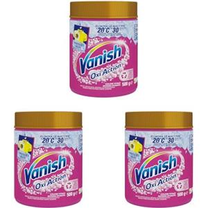 Vanish Oxi Action Multipower Polvere Rosa, Smacchiatore per Capi Colorati, 3 Confezioni da 500 g di Smacchiatore per Bucato, Additivo Lavatrice Multiazione senza Candeggina