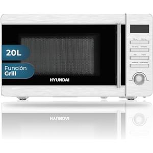 Hyundai Microonde 20 litri con Grill Inox HME207DGI00. 700 W, griglia 800 W, 8 programmi, modalità scongelamento, rivestimento interno, facile pulizia, timer 60 min.