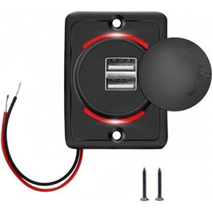 Libershine Caricabatteria Da Auto Dual Usb,3.1A 12V-24V Pannello Presa Di Ricarica,Presa Per Caricabatterie Rapido A Doppia Porta Con Copertura A Impermeabile,Per Barche Camion Camper Atv(1pcs)