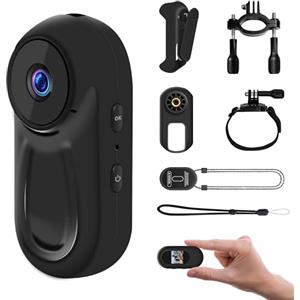 NinjaCam Mini Action Cam, 1080P Bodycam, 360° Telecamera Casco Moto, Vlog Camera, Mini Videocamera, Telecamera Moto Portatile, Fotocamera con Schermo, Actioncam per Moto Esterno