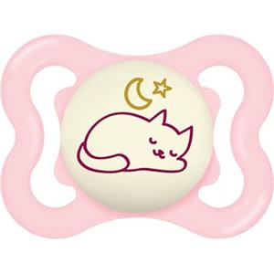 MAM Supreme Night Ciuccio Luminoso in Silicone, con Custodia Porta Succhietto, 2-6 Mesi, Rosa