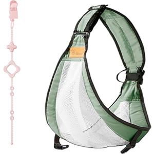Naapesi Baby Carrier - Portatili regolabile Marsupio Neonato Multifunzione Comodo Tragegurt Fascia Porta Bebe con Cinghie Giocattolo regolabile in Silicone per Bambini Neonati (Verde)