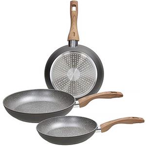 Tognana Great Stone, Set 3 Padelle 20/24/28 cm, Alluminio, Grigio