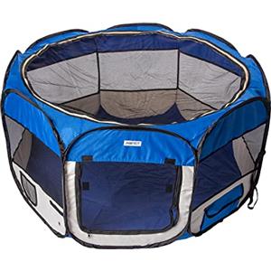 AQPET Box per Animali Cani e Gatti Cuccioli recinto Pieghevole Tessuto Impermeabile (Blu, Blu)